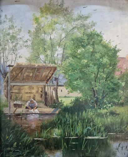 Armand GUERY (1850-1912)
Lavandières à Pontiguard...