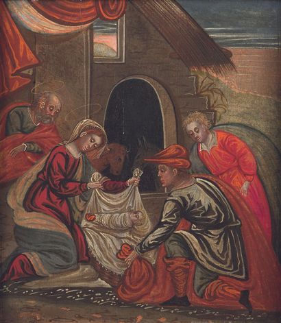 ECOLE VENETO-CRETOISE DU XVIIEME SIECLE
Nativité
Panneau...