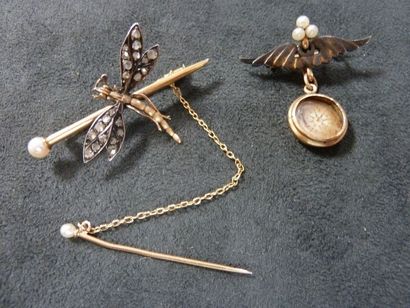 PAIRE DE BROCHES Fin XIXème Siècle en or...