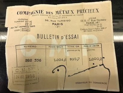 1 LINGOT D'OR n° 282336

Poids or. 995.7...