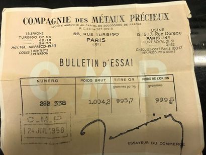 1 LINGOT D'OR n° 282338

Poids or. 995.7...