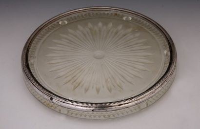 DESSOUS DE PLAT ROND en cristal dépoli monture...