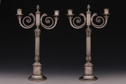 CHRISTOFLE MODELE MALMAISON - PAIRE DE CANDELABRES...