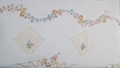 GRANDE NAPPE ET SES 8 SERVIETTES en lin Vers...
