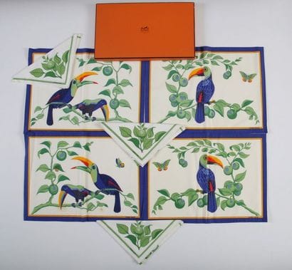 HERMÈS Paris MODELE TOUCANS - 4 SETS DE TABLE...