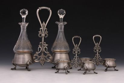 HUILIER ET PAIRE DE SALERONS DOUBLE en argent...