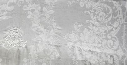 GRANDE NAPPE en damassé de coton de la Fin...