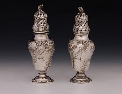 PAIRE DE SAUPOUDREUSES en argent Minerve...
