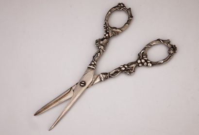 PAIRE DE CISEAUX A RAISIN en argent de Style...