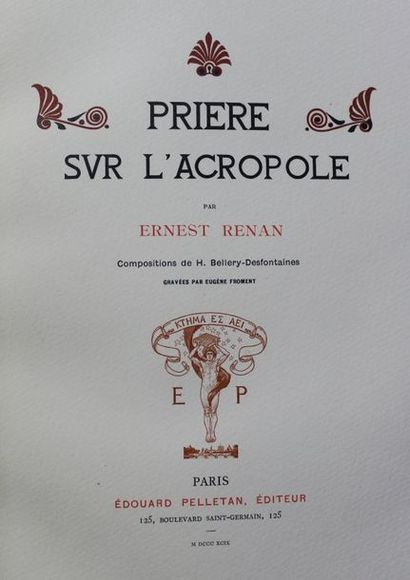 RENAN (E). Prière sur l'Acropole. Compositions...