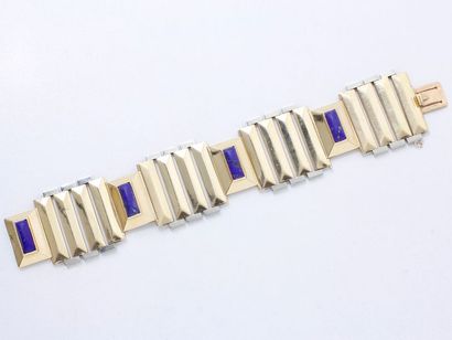 10/ Bracelet articulé 2 tons d'or 750 millièmes,...