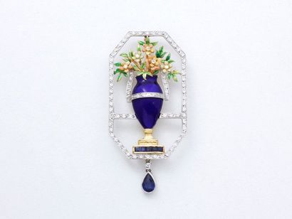 Broche pendentif en or 750 millièmes partiellement...