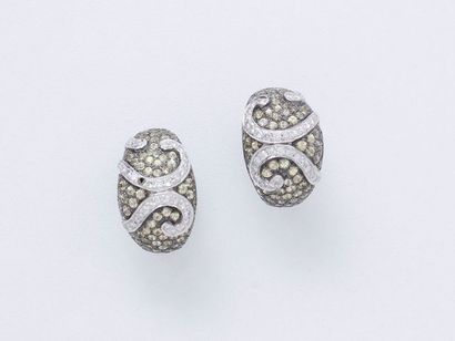 Paire de clips d'oreilles en or gris 750...