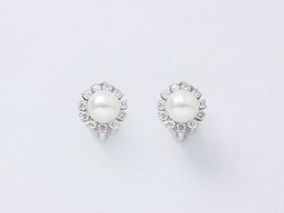 Paire de clips d'oreilles en or gris 750...