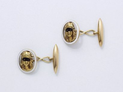 Paire de boutons de manchettes en or 750...