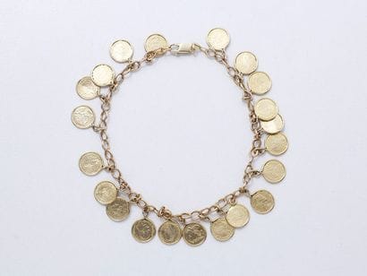 Bracelet articulé en or 585 millièmes, maillons...