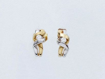 Paire de boucles d'oreilles 2 tons d'or 750...