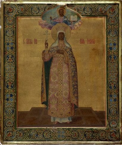 RARE ICONE représentant Sainte Olga, Princesse...
