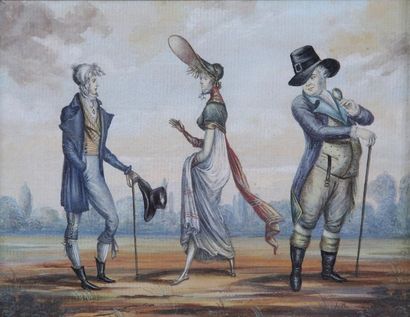 ECOLE Vers 1800, probablement ANGLAISE

Elegants,...