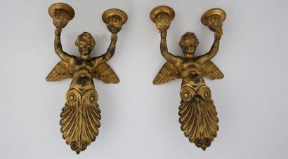 PAIRE D'APPLIQUES à 2 lumières 

Epoque Restauration...