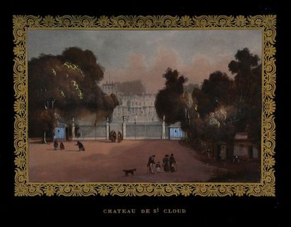 LITHOGRAPHIE rehaussée fixée sous verre églomisé

Première...