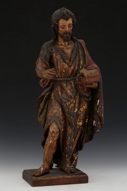 SAINT JEAN-BAPTISTE en bois sculpté en ronde-bosse,...