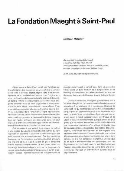FONDATION MAEGHT, deux ouvrages comprenant...