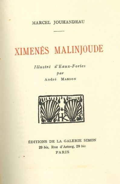 JOUHANDEAU (Marcel) & MASSON (André)

Ximenes...