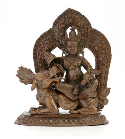 TIBET vers 1900 

SCULPTURE en alliage cuivreux...