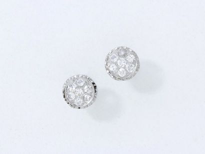 Paire de clous d'oreilles en or 750 et platine...