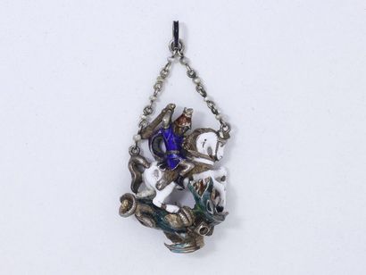 Pendentif en argent 800 millièmes et émail...