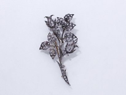 Broche en argent 800 doublé or 750 millièmes...