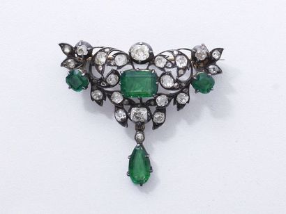 433/ Broche pendentif or 750 et argent 800...