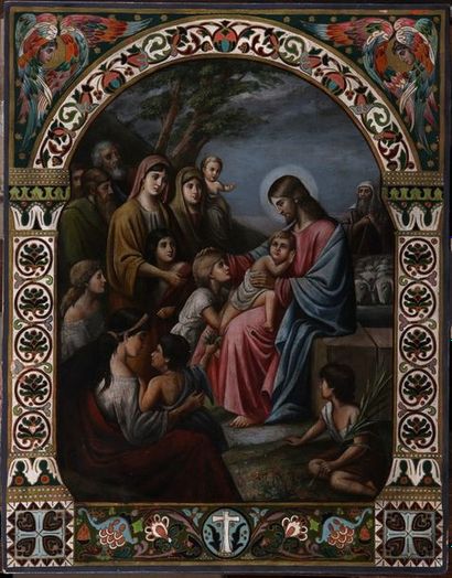 ICONE représentant le Christ recevant les...