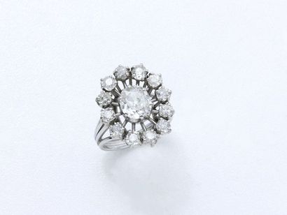 Bague en or gris 750 millièmes, stylisant...