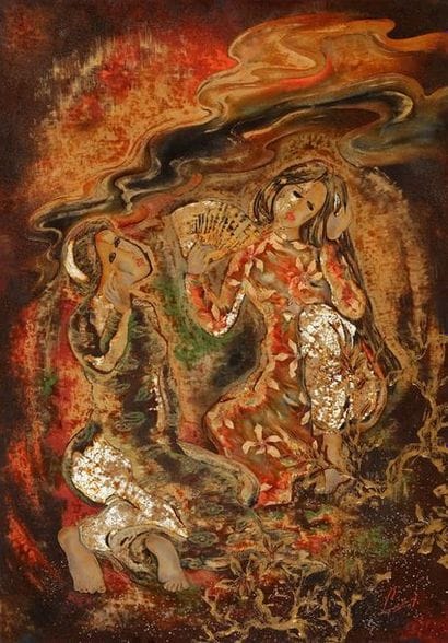 LE THY (1919-1961)

Deux femmes à l'éventail

Panneau...