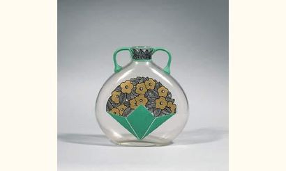 Jean LUCE. Rare vase circulaire aplati en...