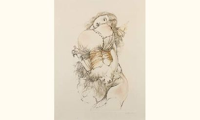 Hans BELLMER.
Eau-forte en couleurs représentant...