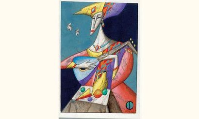 C. VLADIMIROV.
Joueuse de balalaïka.
Dessin...