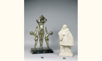 Anonyme.
Bronze argenté représentant une...