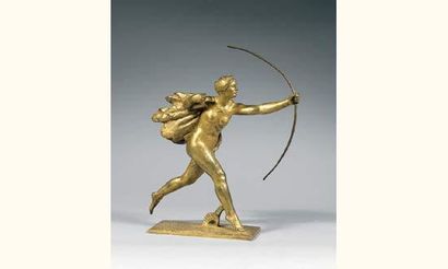 Paul SILVESTRE.
Diane à l'arc.
Bronze doré....