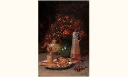 Emile GOUSSERY XXe 
« Nature morte aux brioches...