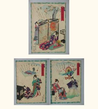 JAPON
Trois estampes de Kunisada, de la série...