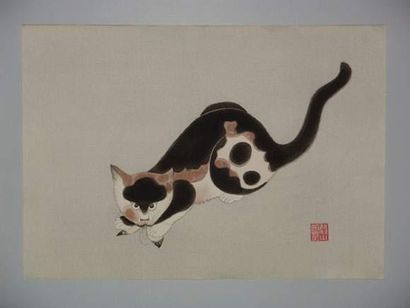 JAPON
Estampe d'Aoyama, chat tenant un papillon.
Vers...