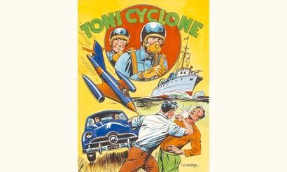 MELLIÈS. R. « Toni Cyclone «.
Gouache couleurs...