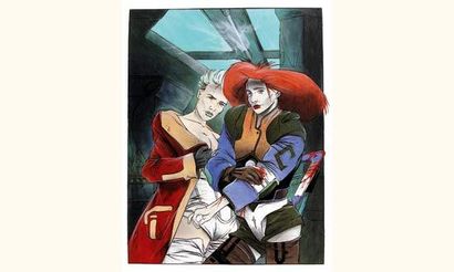 SOMON. Pascal. « Les amies d'Enki «.
Gouache...