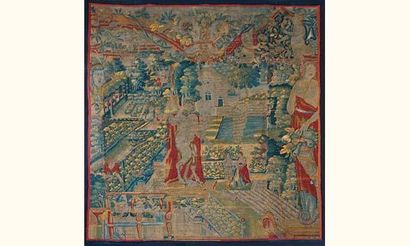 Fine Tapisserie Bruxelles (fragment) en laine...