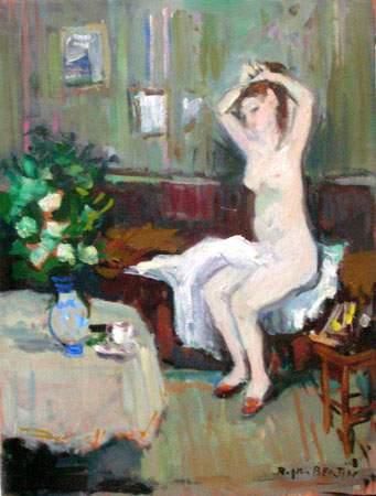 Roger BERTIN (1915-2003)
Nu sur le lit
Toile.
33...
