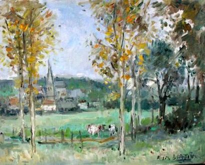 Roger BERTIN (1915-2003)
Paysage en Normandie
Toile.
33...