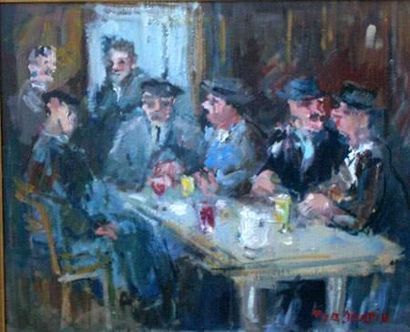Roger BERTIN (1915-2003)
Le bistrot
Toile.
38...